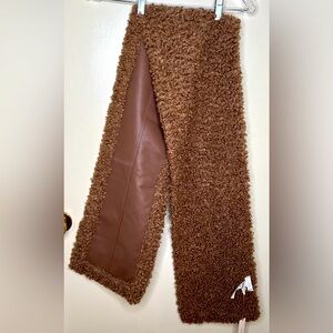 House of Harlow 1960 Faux Leather Sherpa Scarf, Caramel NWT